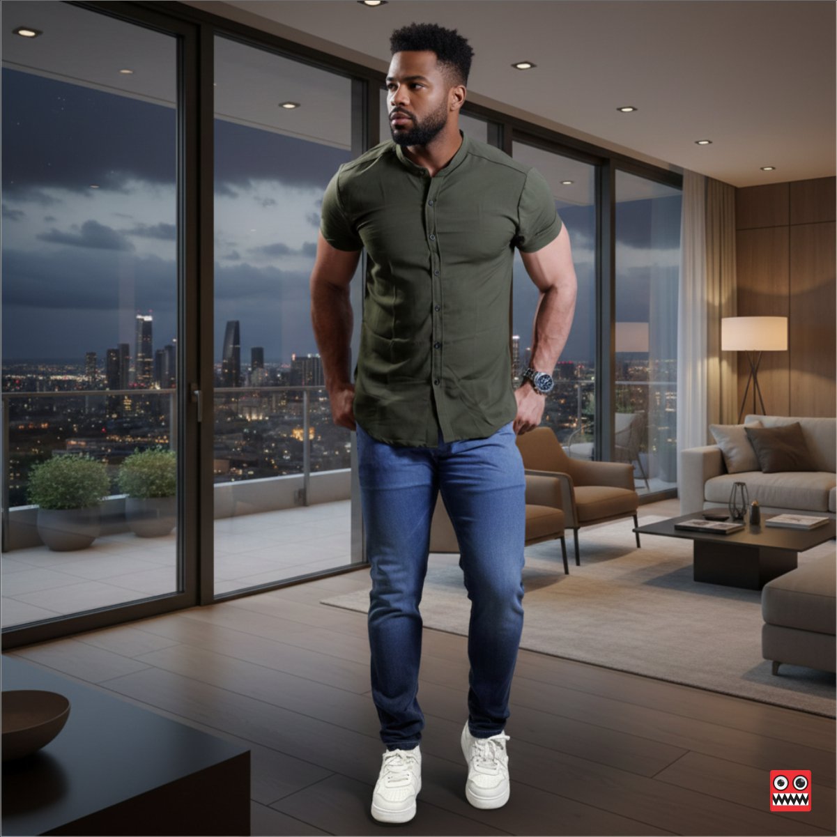 Camisa Manga Corta Verde Militar
