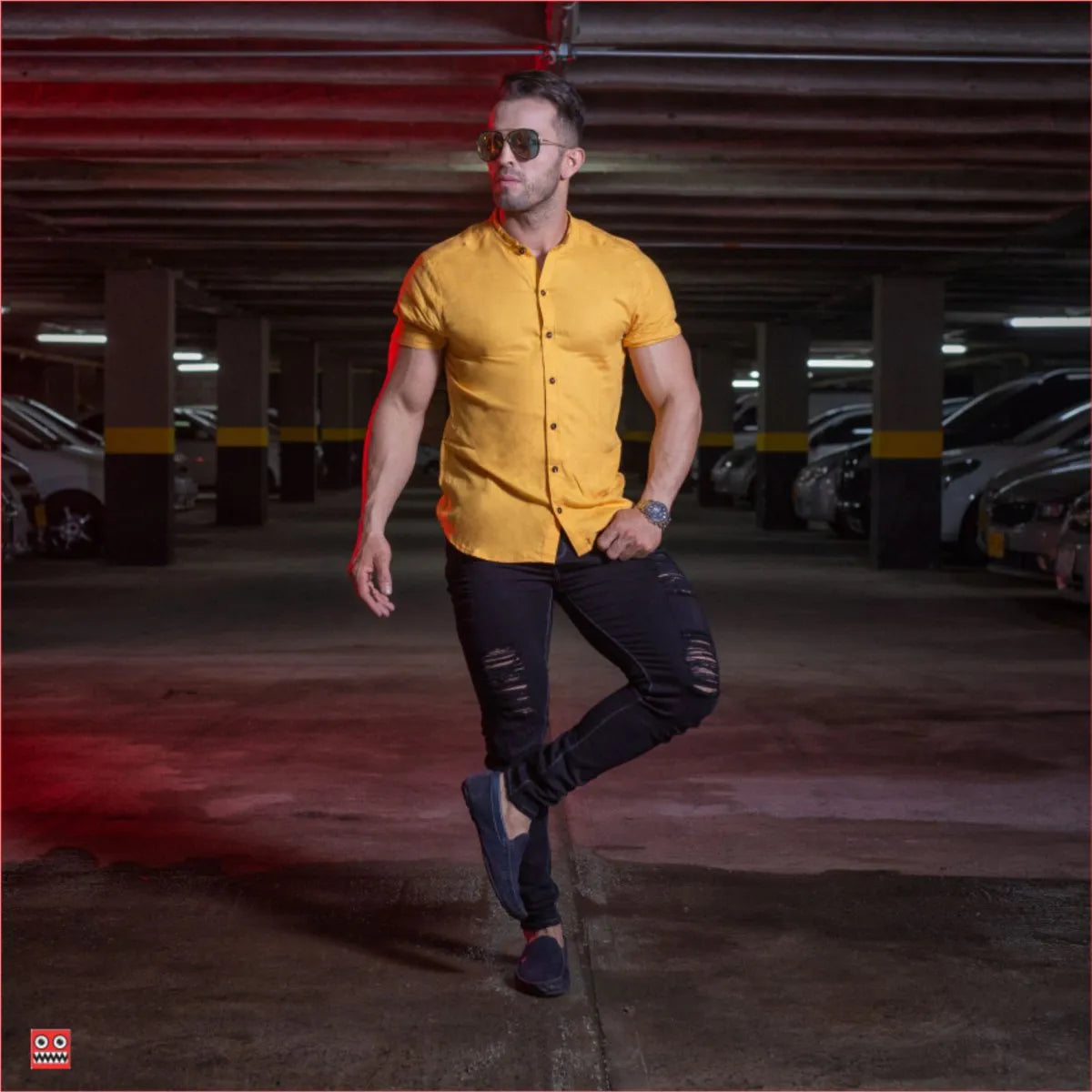 Camisa Manga Corta Mostaza
