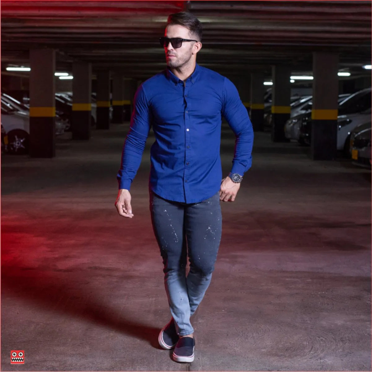 Camisa Manga Larga Azul Vivo