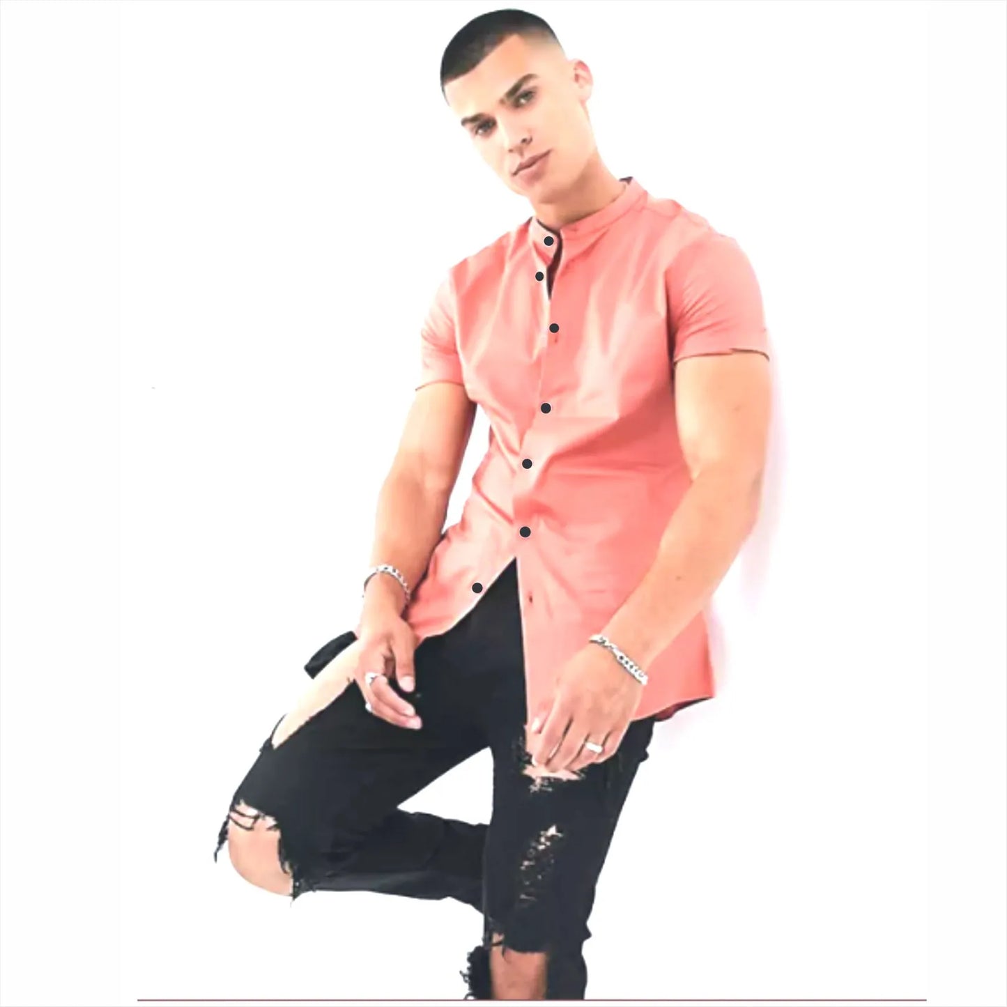 Camisa Manga Corta Rosado Coral