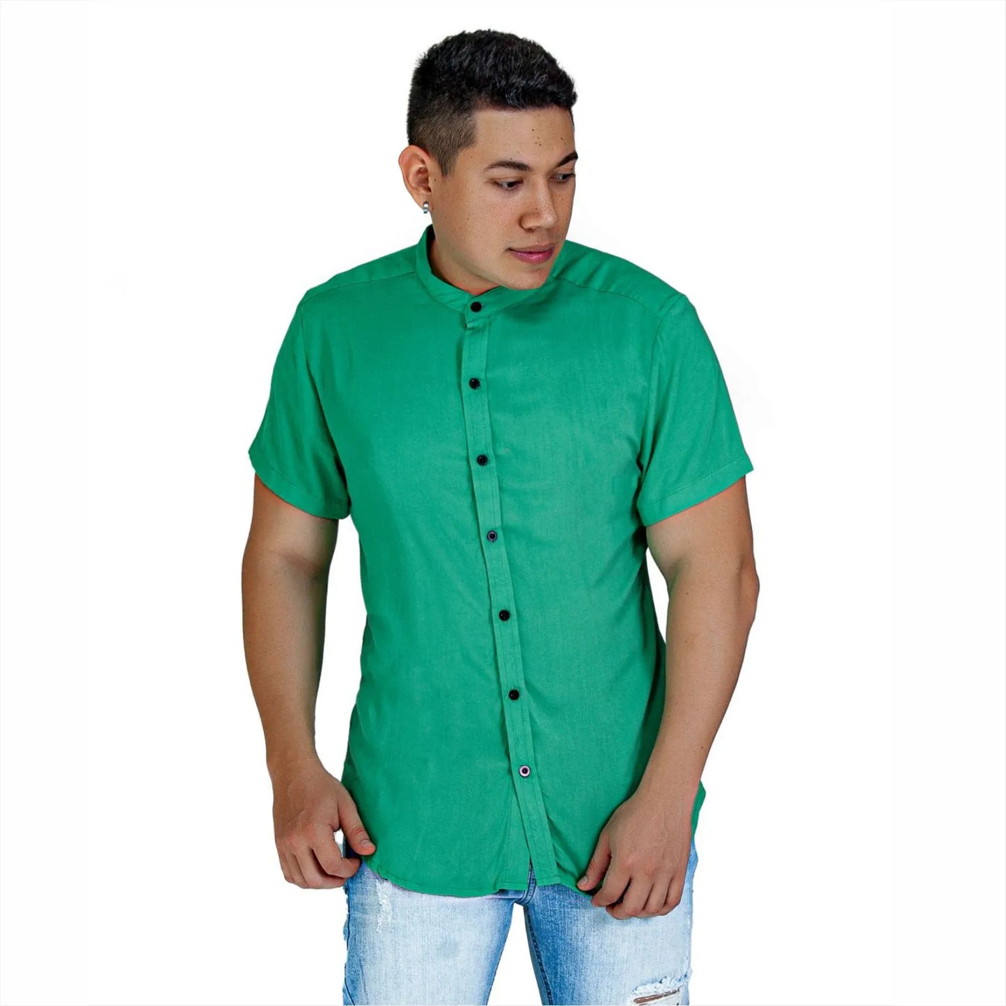 Camisa Manga Corta Verde Primavera