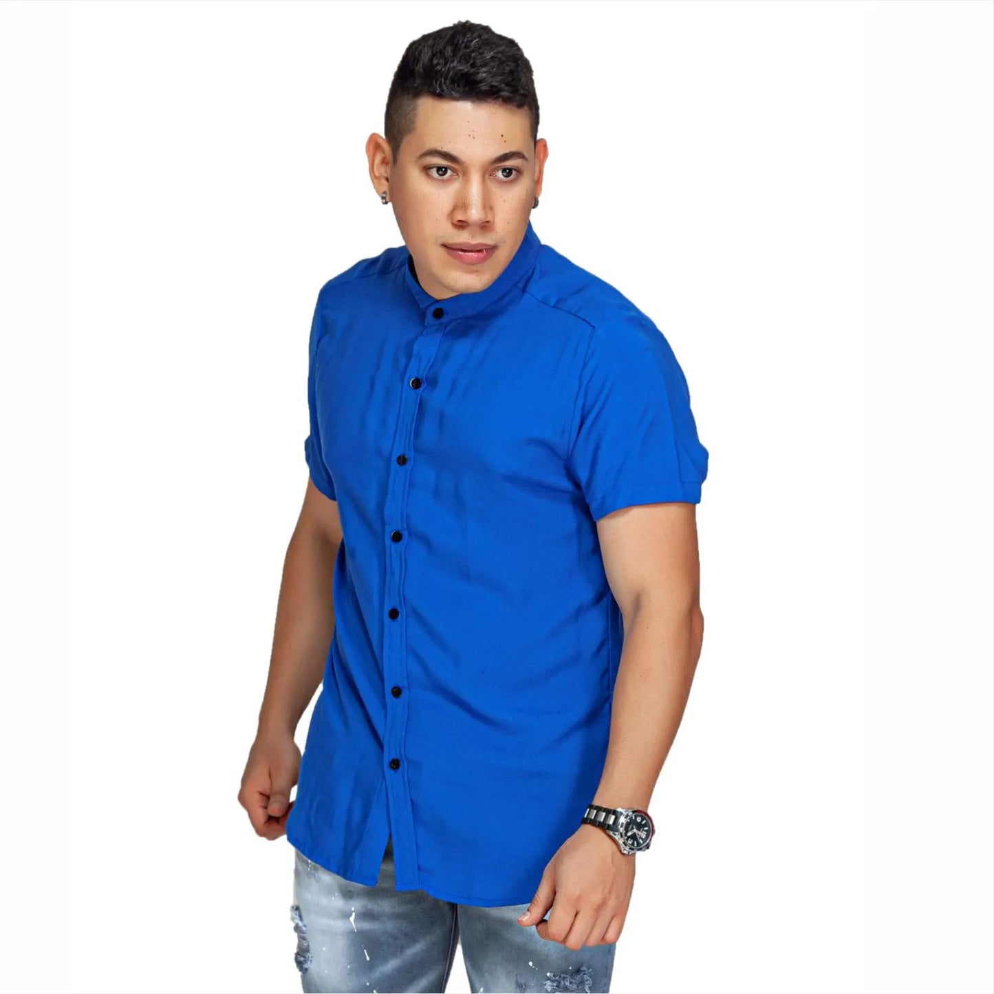 Camisa Manga Corta Azul Royal