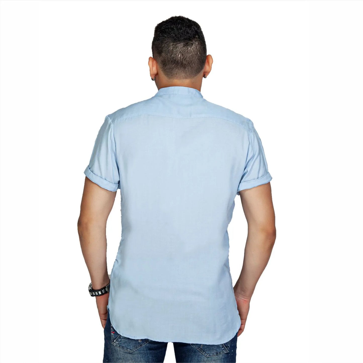 Camisa Manga Corta Azul Claro