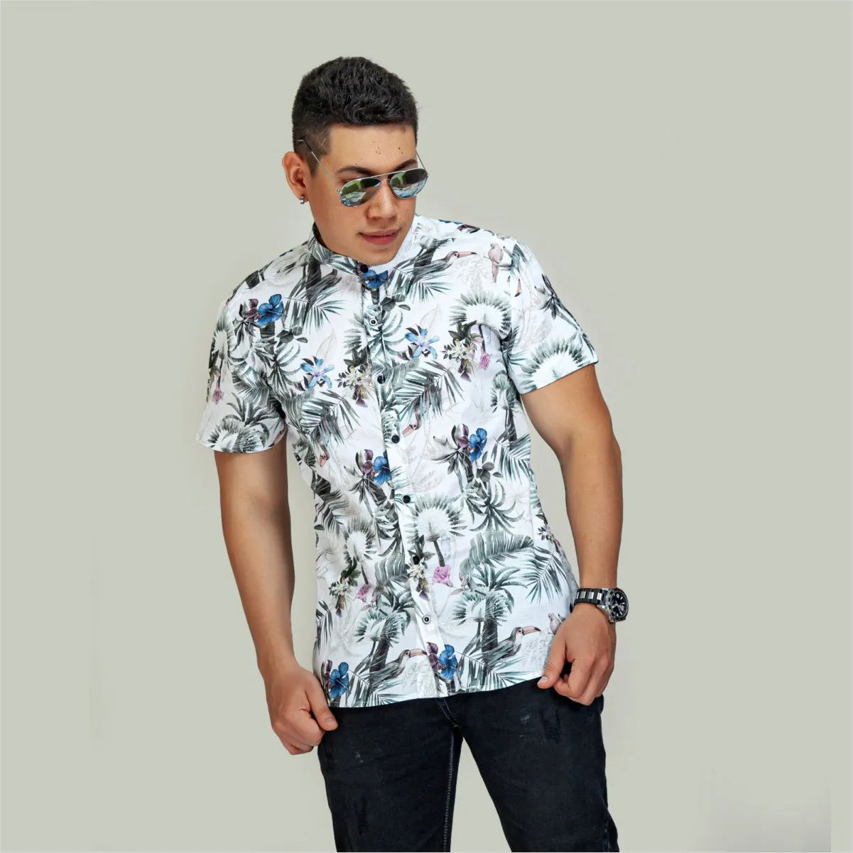 Camisa Manga Corta Tropical White