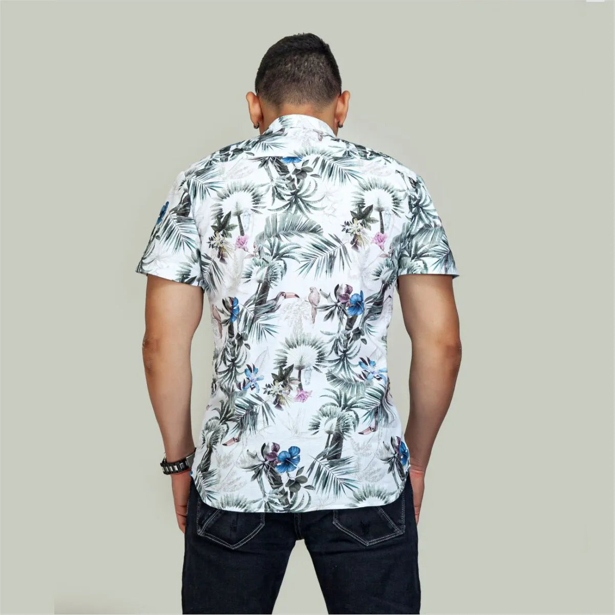 Camisa Manga Corta Tropical White