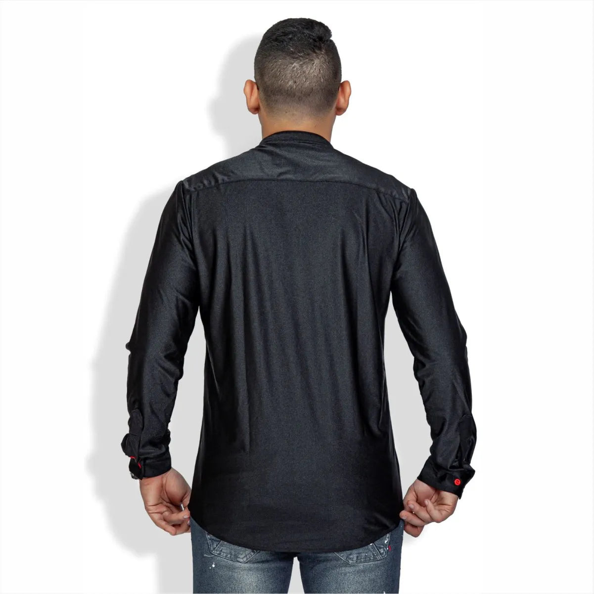 Camisa Manga Larga Radian Black Cuello Mao