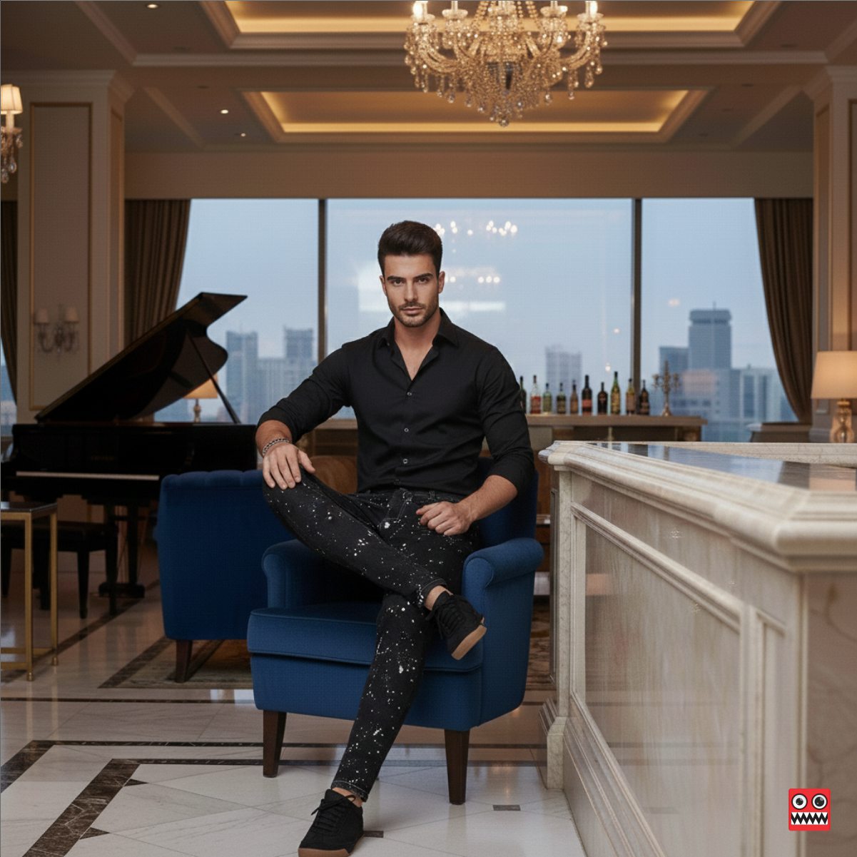 Jean Elastico Panther Gold