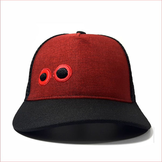 Gorra Ojos Bordados Vino y Negro