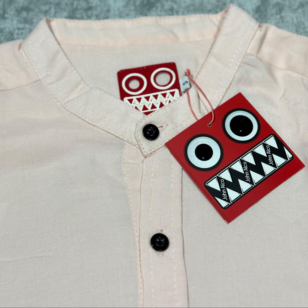 Camisa Manga Corta Rosa Cuello Mao