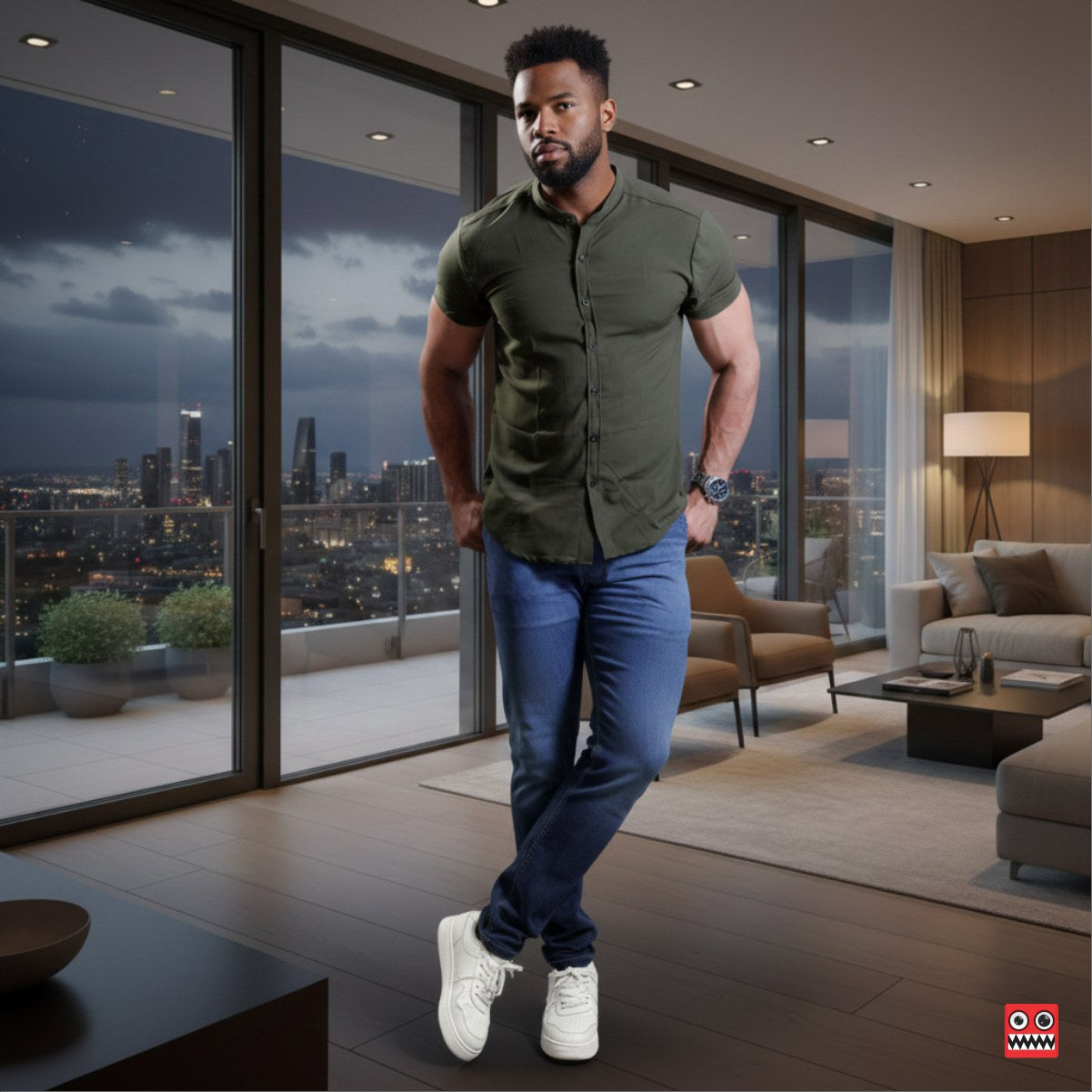 Camisa Manga Corta Verde Militar
