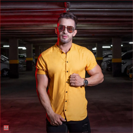 Camisa Manga Corta Mostaza