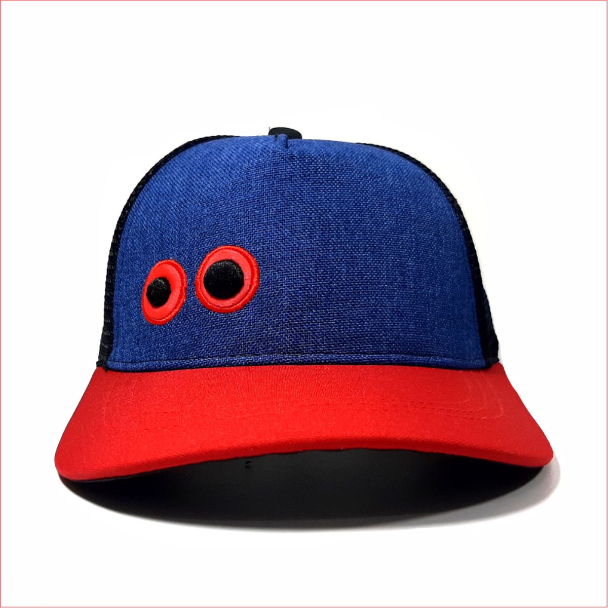 Gorra Ojos Bordados Azul y Rojo