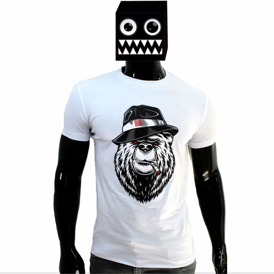 Camiseta Blanco Oso Cuello Redondo
