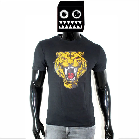 Camiseta tigre Colmillos Negro Cuello Redondo