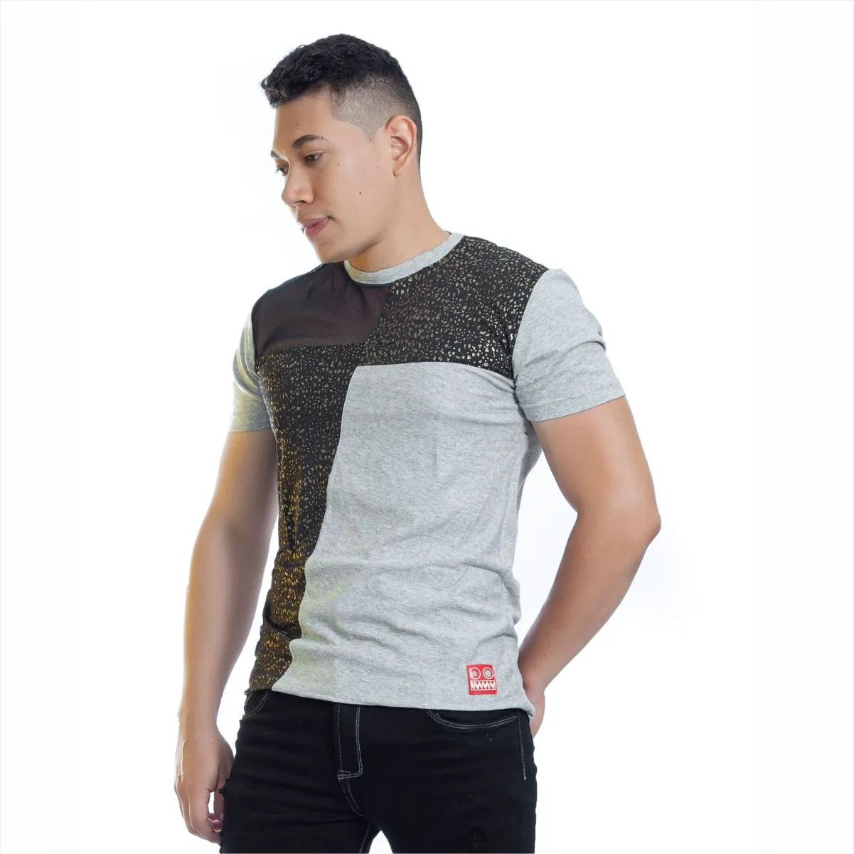 Camiseta Dinami Gris Cuello Redondo