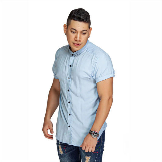 Camisa Manga Corta Azul Claro