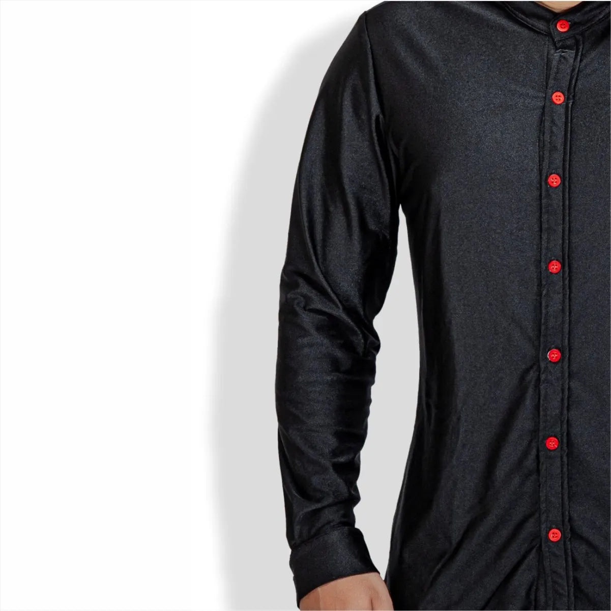 Camisa Manga Larga Radian Black Cuello Mao