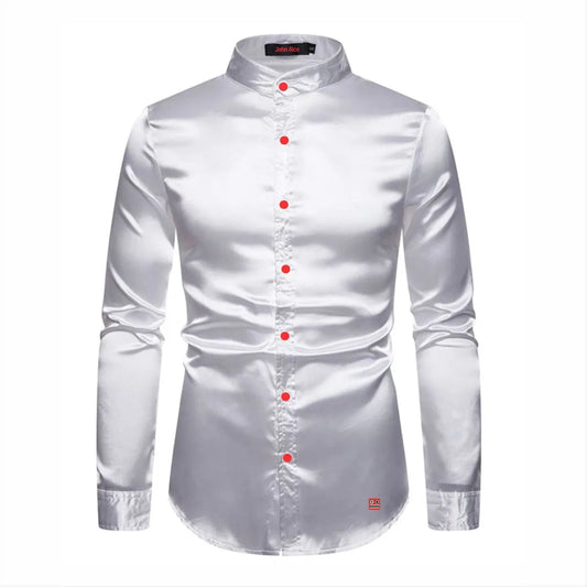 Camisa Manga Larga Radiant White Cuello Mao