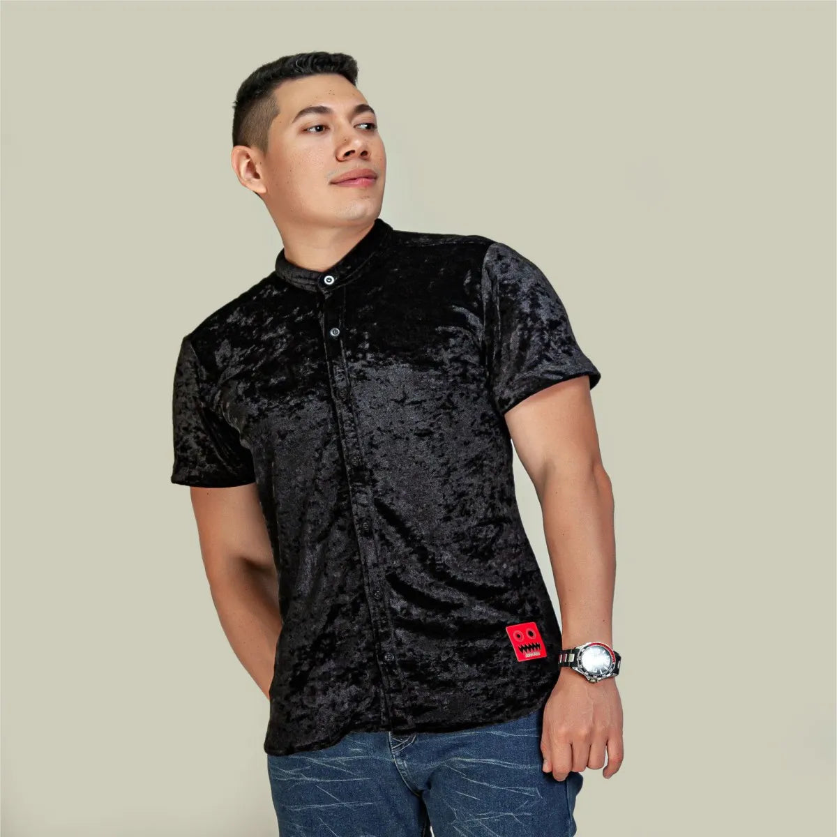 Camisa Manga Corta Resplandor Negro