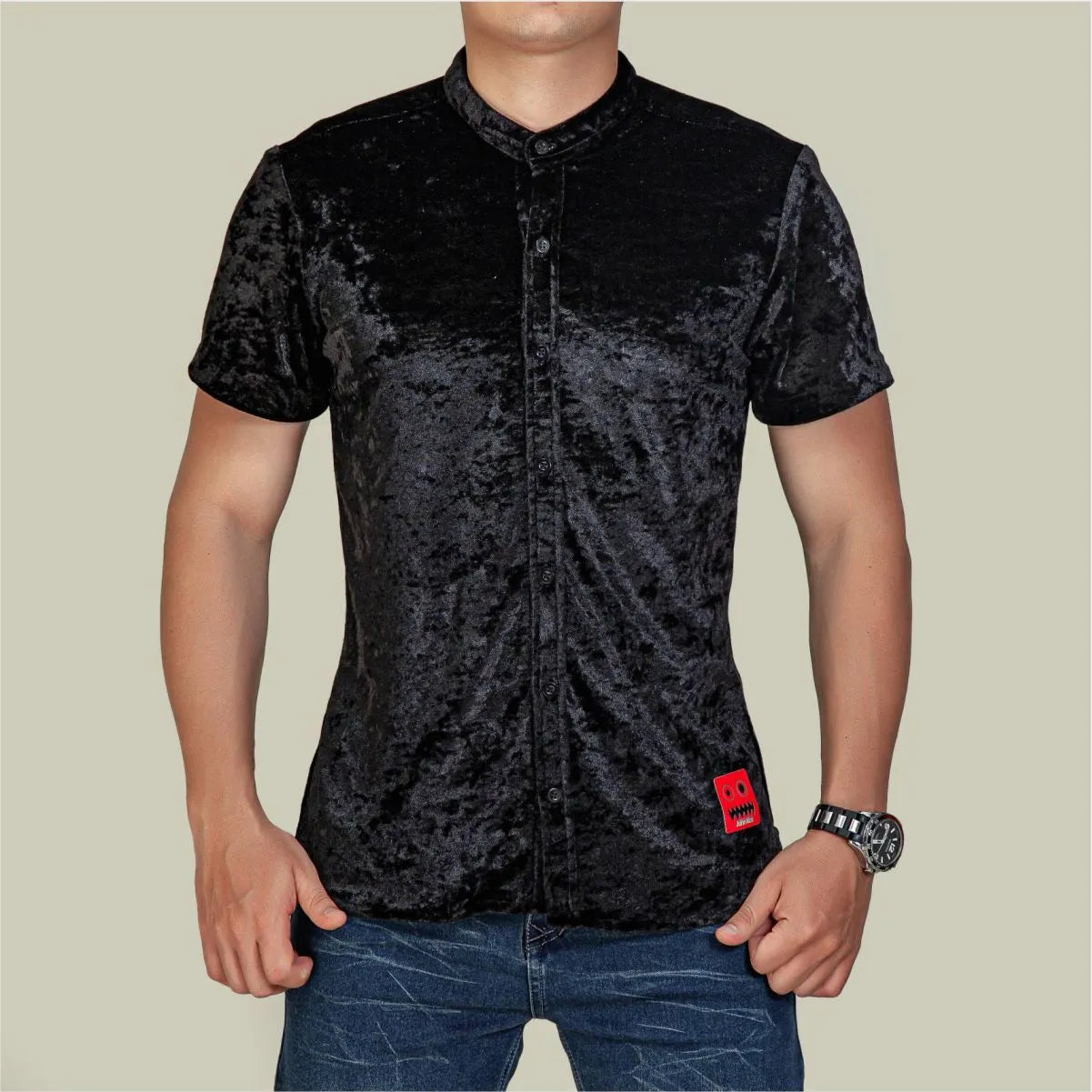 Camisa Manga Corta Resplandor Negro