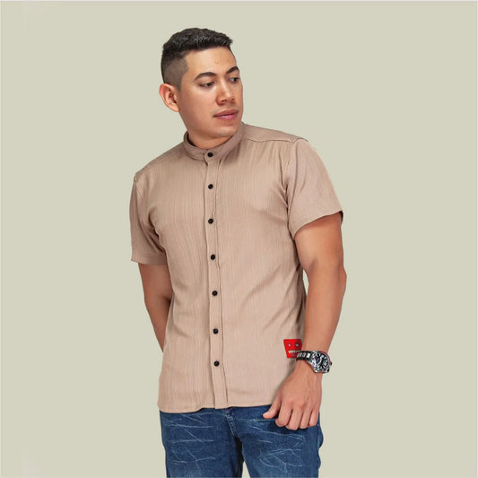 Camisa Manga Corta Dorado Extrusion Cuello Mao