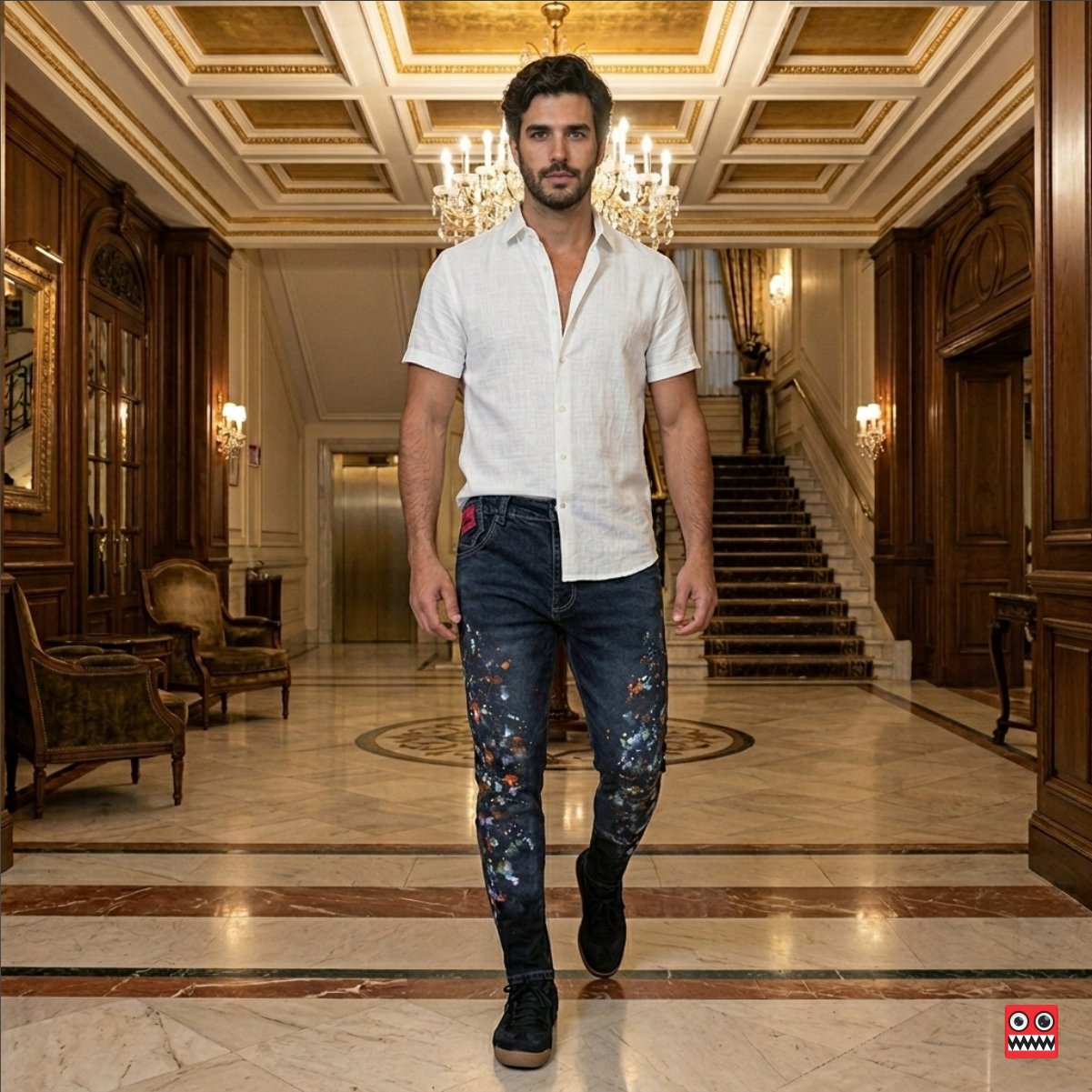 Jean Elastico Black Art