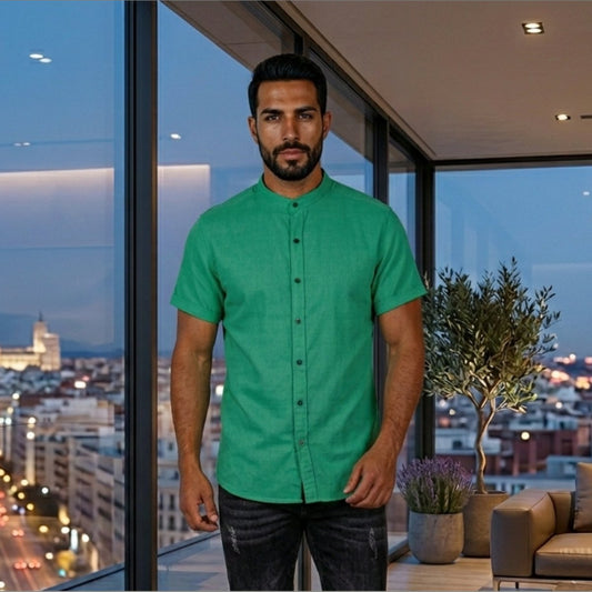 Camisa Manga Corta Verde Primavera