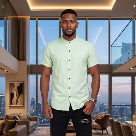 Camisa Manga Corta Verde Claro