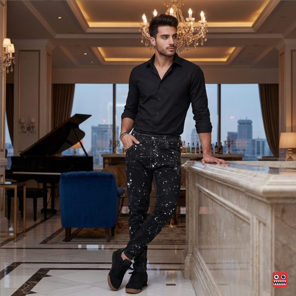 Jean Elastico Panther Gold