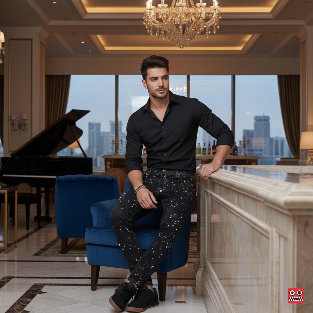 Jean Elastico Panther Gold