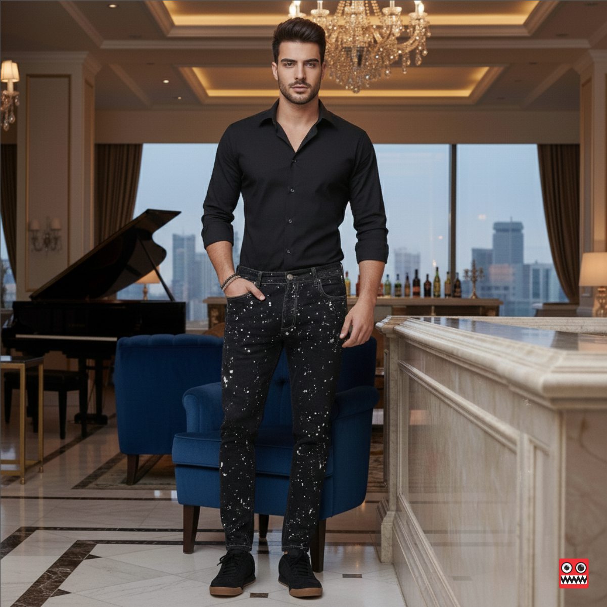 Jean Elastico Panther Gold